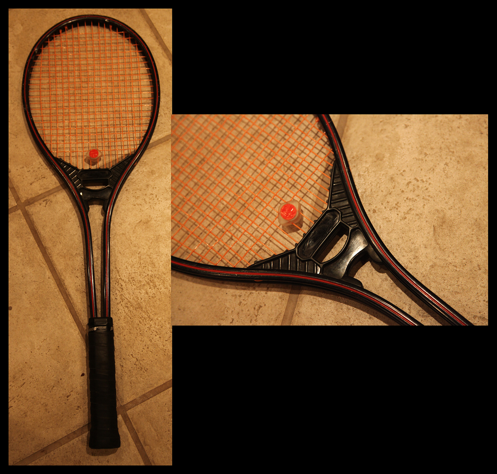 wing nut and bolt on tennis racquet frame