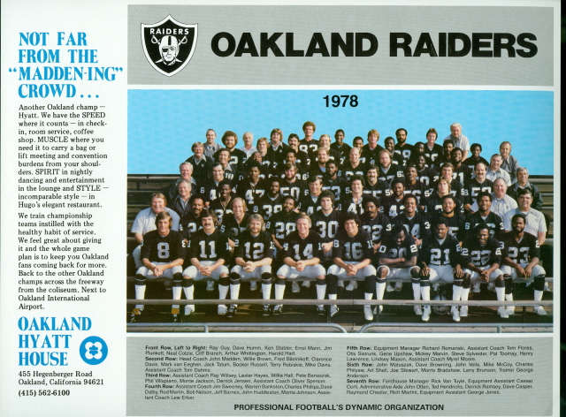 1978 Oakland Raiders 8.5 x 11 Team Photo From Hyatt House | eBay