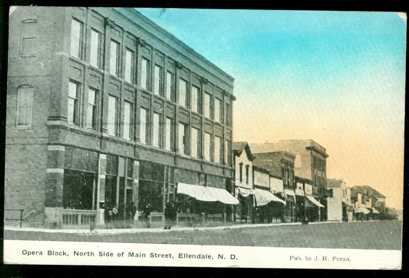  Block North Side of Main Street Ellendale North Dakota Postcard