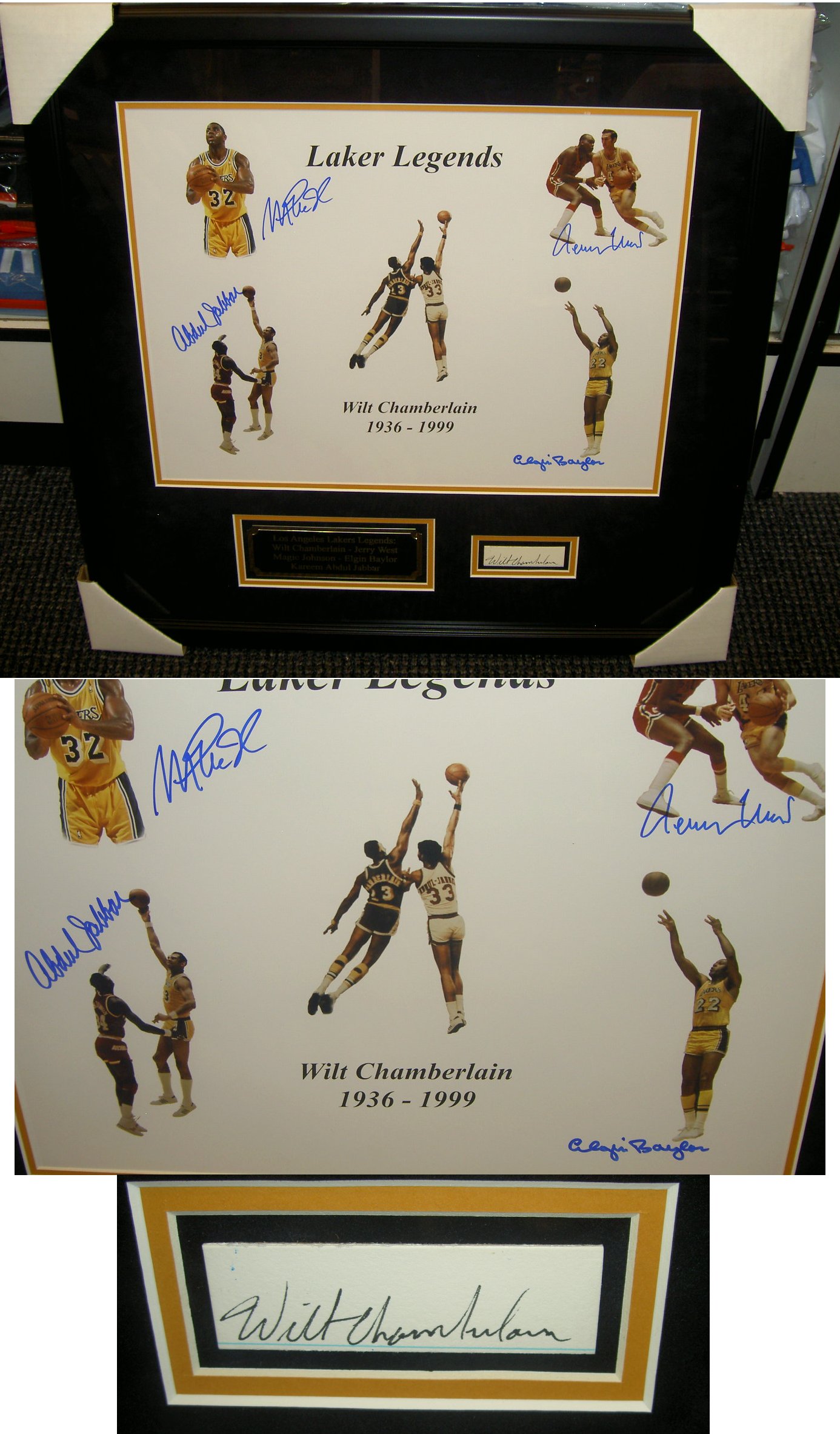 WILT CHAMBERLAIN JABBAR MAGIC WEST LAKERS LEGENDS AUTO  